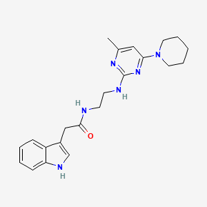 molecular formula C22H28N6O B5538353 2-(1H-吲哚-3-基)-N-(2-{[4-甲基-6-(1-哌啶基)-2-嘧啶基]氨基}乙基)乙酰胺 