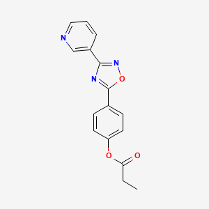 molecular formula C16H13N3O3 B5538419 4-[3-(3-pyridinyl)-1,2,4-oxadiazol-5-yl]phenyl propionate 