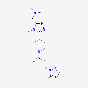 molecular formula C18H29N7O B5538474 N,N-dimethyl-1-(4-methyl-5-{1-[3-(5-methyl-1H-pyrazol-1-yl)propanoyl]piperidin-4-yl}-4H-1,2,4-triazol-3-yl)methanamine 