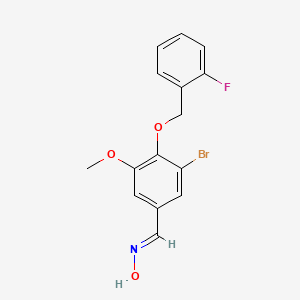 molecular formula C15H13BrFNO3 B5538476 3-bromo-4-[(2-fluorobenzyl)oxy]-5-methoxybenzaldehyde oxime 