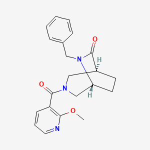 molecular formula C21H23N3O3 B5538482 (1S*,5R*)-6-benzyl-3-[(2-methoxy-3-pyridinyl)carbonyl]-3,6-diazabicyclo[3.2.2]nonan-7-one 