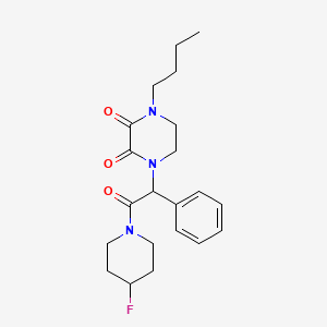 molecular formula C21H28FN3O3 B5538494 1-丁基-4-[2-(4-氟哌啶-1-基)-2-氧代-1-苯乙基]哌嗪-2,3-二酮 