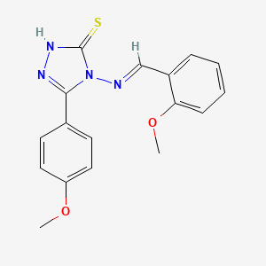 molecular formula C17H16N4O2S B5538498 4-[(2-methoxybenzylidene)amino]-5-(4-methoxyphenyl)-4H-1,2,4-triazole-3-thiol 