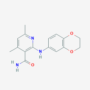 molecular formula C16H17N3O3 B5538507 2-(2,3-dihydro-1,4-benzodioxin-6-ylamino)-4,6-dimethylnicotinamide 