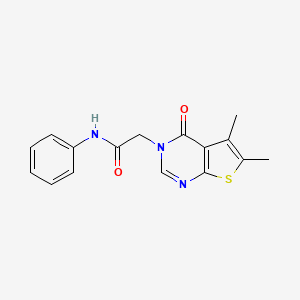 molecular formula C16H15N3O2S B5538525 2-(5,6-二甲基-4-氧代噻吩并[2,3-d]嘧啶-3(4H)-基)-N-苯基乙酰胺 