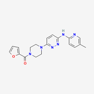 molecular formula C19H20N6O2 B5538553 6-[4-(2-furoyl)-1-piperazinyl]-N-(5-methyl-2-pyridinyl)-3-pyridazinamine 