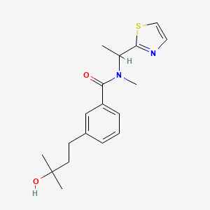molecular formula C18H24N2O2S B5538574 3-(3-hydroxy-3-methylbutyl)-N-methyl-N-[1-(1,3-thiazol-2-yl)ethyl]benzamide 
