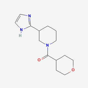 molecular formula C14H21N3O2 B5538581 3-(1H-咪唑-2-基)-1-(四氢-2H-吡喃-4-基羰基)哌啶 