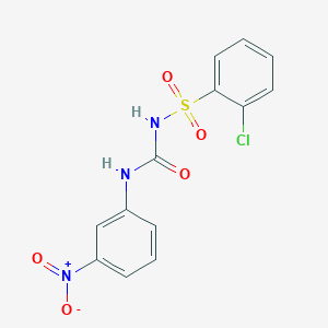 molecular formula C13H10ClN3O5S B5538599 2-氯-N-{[(3-硝基苯基)氨基]羰基}苯磺酰胺 