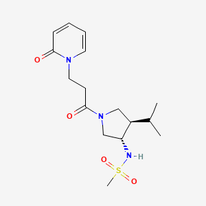 molecular formula C16H25N3O4S B5538634 N-{(3S*,4R*)-4-isopropyl-1-[3-(2-oxo-1(2H)-pyridinyl)propanoyl]-3-pyrrolidinyl}methanesulfonamide 