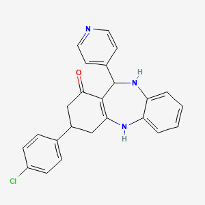 molecular formula C24H20ClN3O B5538664 3-(4-CHLOROPHENYL)-11-(4-PYRIDYL)-2,3,4,5,10,11-HEXAHYDRO-1H-DIBENZO[B,E][1,4]DIAZEPIN-1-ONE CAS No. 879047-63-9