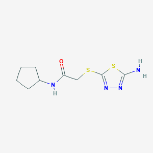 molecular formula C9H14N4OS2 B5538671 2-[(5-amino-1,3,4-thiadiazol-2-yl)thio]-N-cyclopentylacetamide 