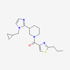 molecular formula C19H26N4OS B5538677 3-[1-(环丙基甲基)-1H-咪唑-2-基]-1-[(2-丙基-1,3-噻唑-4-基)羰基]哌啶 