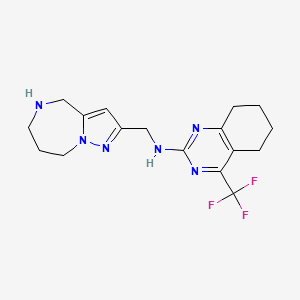 molecular formula C17H21F3N6 B5538738 N-(5,6,7,8-tetrahydro-4H-pyrazolo[1,5-a][1,4]diazepin-2-ylmethyl)-4-(trifluoromethyl)-5,6,7,8-tetrahydro-2-quinazolinamine hydrochloride 