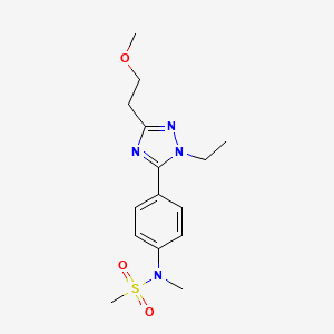 molecular formula C15H22N4O3S B5538767 N-{4-[1-ethyl-3-(2-methoxyethyl)-1H-1,2,4-triazol-5-yl]phenyl}-N-methylmethanesulfonamide 