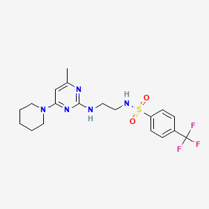 molecular formula C19H24F3N5O2S B5538787 N-(2-{[4-methyl-6-(1-piperidinyl)-2-pyrimidinyl]amino}ethyl)-4-(trifluoromethyl)benzenesulfonamide 