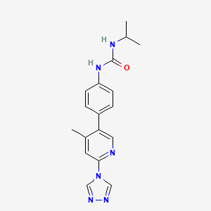 molecular formula C18H20N6O B5538806 N-isopropyl-N'-{4-[4-methyl-6-(4H-1,2,4-triazol-4-yl)pyridin-3-yl]phenyl}urea 