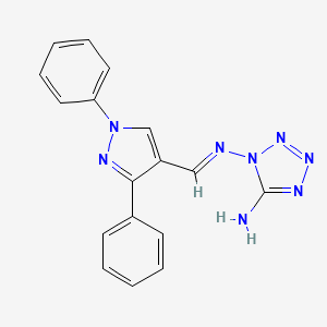 molecular formula C17H14N8 B5538814 N~1~-[(1,3-二苯基-1H-吡唑-4-基)亚甲基]-1H-四唑-1,5-二胺 
