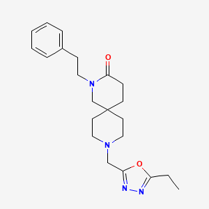 molecular formula C22H30N4O2 B5538849 9-[(5-乙基-1,3,4-恶二唑-2-基)甲基]-2-(2-苯乙基)-2,9-二氮杂螺[5.5]十一烷-3-酮 