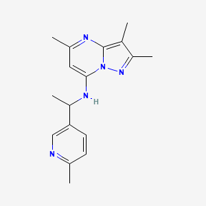 molecular formula C17H21N5 B5538865 2,3,5-trimethyl-N-[1-(6-methylpyridin-3-yl)ethyl]pyrazolo[1,5-a]pyrimidin-7-amine 