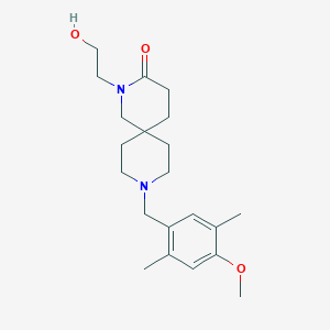 molecular formula C21H32N2O3 B5538916 2-(2-hydroxyethyl)-9-(4-methoxy-2,5-dimethylbenzyl)-2,9-diazaspiro[5.5]undecan-3-one 