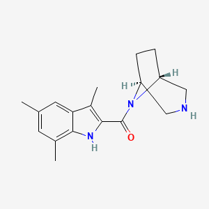 molecular formula C18H23N3O B5538920 2-[rel-(1R,5S)-3,8-diazabicyclo[3.2.1]oct-8-ylcarbonyl]-3,5,7-trimethyl-1H-indole hydrochloride 