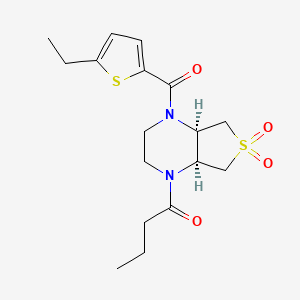 molecular formula C17H24N2O4S2 B5538996 (4aR*,7aS*)-1-butyryl-4-[(5-ethyl-2-thienyl)carbonyl]octahydrothieno[3,4-b]pyrazine 6,6-dioxide 