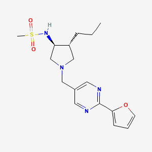molecular formula C17H24N4O3S B5539040 N-((3S*,4R*)-1-{[2-(2-furyl)-5-pyrimidinyl]methyl}-4-propyl-3-pyrrolidinyl)methanesulfonamide 