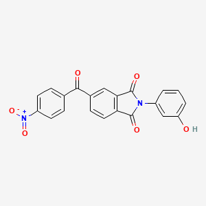 molecular formula C21H12N2O6 B5539046 2-(3-羟基苯基)-5-(4-硝基苯甲酰基)-1H-异吲哚-1,3(2H)-二酮 