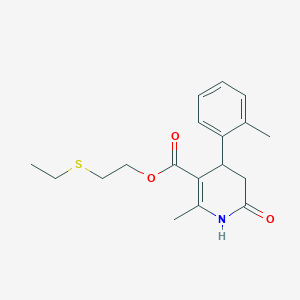 molecular formula C18H23NO3S B5539054 2-(乙硫基)乙基 2-甲基-4-(2-甲苯基)-6-氧代-1,4,5,6-四氢-3-吡啶甲酸酯 