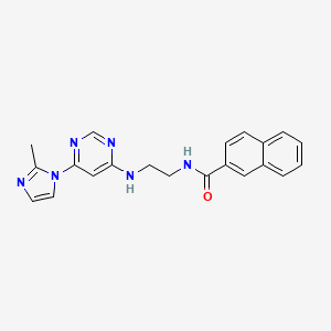molecular formula C21H20N6O B5539069 N-(2-{[6-(2-甲基-1H-咪唑-1-基)-4-嘧啶基]氨基}乙基)-2-萘酰胺 