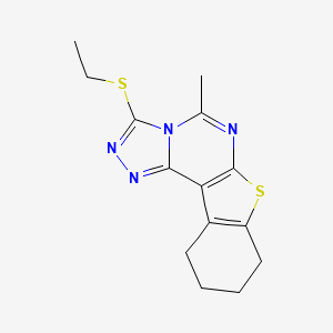 molecular formula C14H16N4S2 B5539129 3-(ethylthio)-5-methyl-8,9,10,11-tetrahydro[1]benzothieno[3,2-e][1,2,4]triazolo[4,3-c]pyrimidine 
