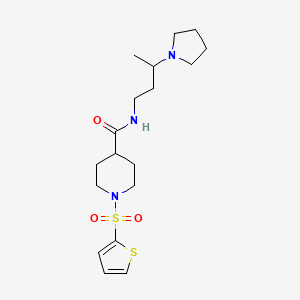 molecular formula C18H29N3O3S2 B5539134 N-[3-(1-吡咯烷基)丁基]-1-(2-噻吩基磺酰基)-4-哌啶甲酰胺 