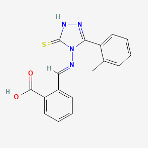 molecular formula C17H14N4O2S B5539140 2-({[3-mercapto-5-(2-methylphenyl)-4H-1,2,4-triazol-4-yl]imino}methyl)benzoic acid 