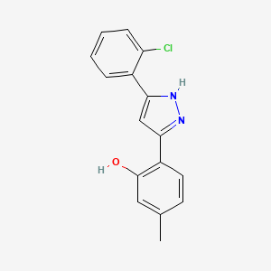 molecular formula C16H13ClN2O B5539156 2-[5-(2-chlorophenyl)-1H-pyrazol-3-yl]-5-methylphenol 