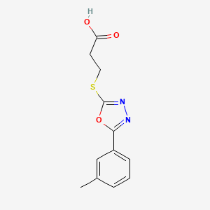 molecular formula C12H12N2O3S B5539157 3-{[5-(3-methylphenyl)-1,3,4-oxadiazol-2-yl]thio}propanoic acid 