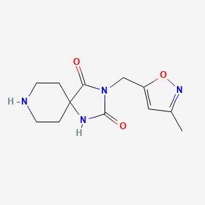 molecular formula C12H16N4O3 B5539190 3-[(3-methyl-5-isoxazolyl)methyl]-1,3,8-triazaspiro[4.5]decane-2,4-dione 