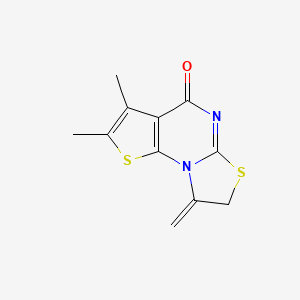 molecular formula C11H10N2OS2 B5539211 2,3-二甲基-8-亚甲基-7,8-二氢-4H-[1,3]噻唑并[3,2-a]噻吩并[3,2-e]嘧啶-4-酮 