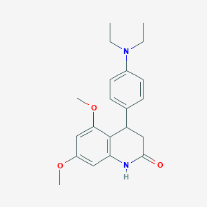 molecular formula C21H26N2O3 B5539248 4-[4-(diethylamino)phenyl]-5,7-dimethoxy-3,4-dihydro-2(1H)-quinolinone 