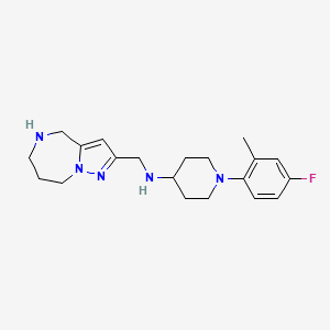 molecular formula C20H28FN5 B5539253 1-(4-fluoro-2-methylphenyl)-N-(5,6,7,8-tetrahydro-4H-pyrazolo[1,5-a][1,4]diazepin-2-ylmethyl)-4-piperidinamine dihydrochloride 