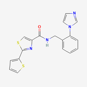 molecular formula C18H14N4OS2 B5539263 N-[2-(1H-imidazol-1-yl)benzyl]-2-(2-thienyl)-1,3-thiazole-4-carboxamide 