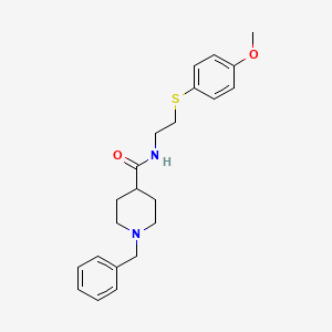 molecular formula C22H28N2O2S B5539276 1-苄基-N-{2-[(4-甲氧基苯基)硫]乙基}-4-哌啶甲酰胺 