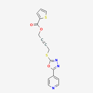 molecular formula C16H11N3O3S2 B5539286 4-{[5-(4-吡啶基)-1,3,4-恶二唑-2-基]硫代}-2-丁炔-1-基 2-噻吩羧酸酯 