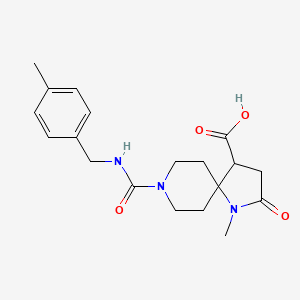 molecular formula C19H25N3O4 B5539294 1-methyl-8-{[(4-methylbenzyl)amino]carbonyl}-2-oxo-1,8-diazaspiro[4.5]decane-4-carboxylic acid 