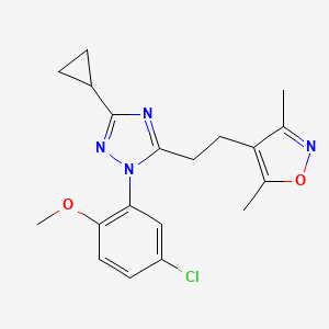 molecular formula C19H21ClN4O2 B5539330 1-(5-chloro-2-methoxyphenyl)-3-cyclopropyl-5-[2-(3,5-dimethylisoxazol-4-yl)ethyl]-1H-1,2,4-triazole 