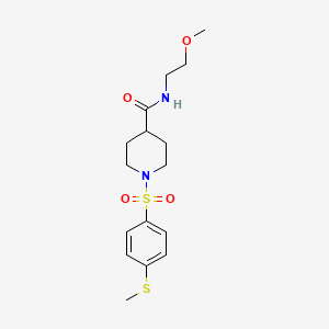 molecular formula C16H24N2O4S2 B5539333 N-(2-甲氧基乙基)-1-{[4-(甲硫基)苯基]磺酰基}-4-哌啶甲酰胺 