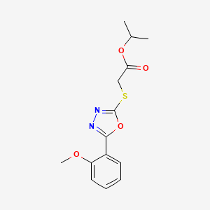 molecular formula C14H16N2O4S B5539348 异丙基{[5-(2-甲氧基苯基)-1,3,4-恶二唑-2-基]硫代}乙酸酯 