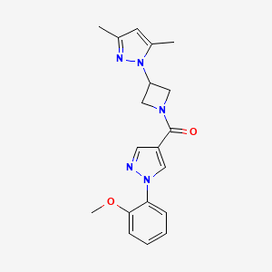 molecular formula C19H21N5O2 B5539393 1-(1-{[1-(2-methoxyphenyl)-1H-pyrazol-4-yl]carbonyl}-3-azetidinyl)-3,5-dimethyl-1H-pyrazole 