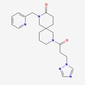 molecular formula C20H26N6O2 B5539399 2-(2-pyridinylmethyl)-8-[3-(1H-1,2,4-triazol-1-yl)propanoyl]-2,8-diazaspiro[5.5]undecan-3-one 