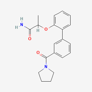 molecular formula C20H22N2O3 B5539428 2-{[3'-(吡咯烷-1-基羰基)联苯-2-基]氧基}丙酰胺 